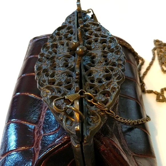 Browns Couture Leather Crossbody Clutch Purse - Picture 6 of 13